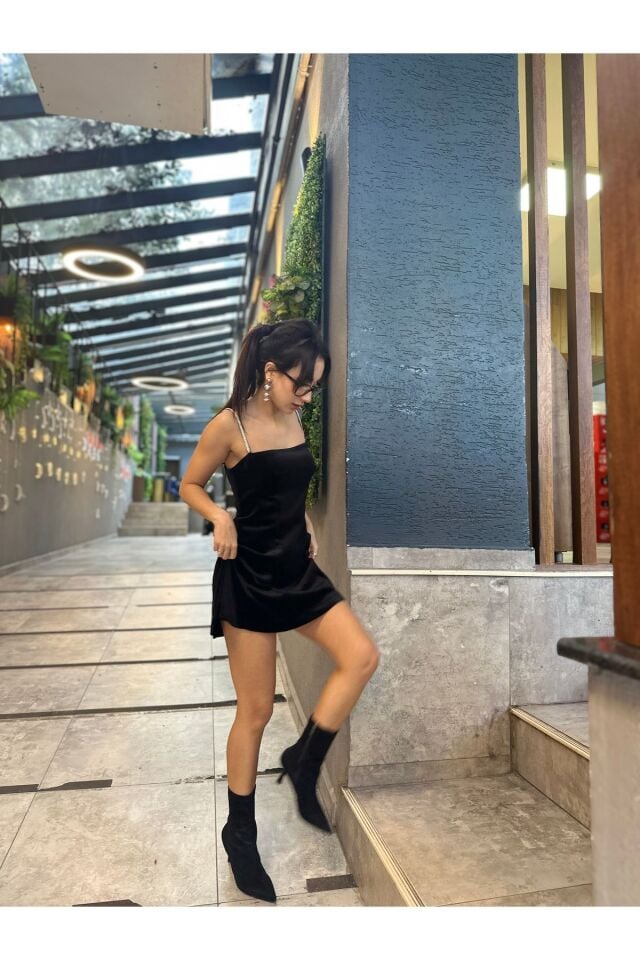 Kadife Askılı Tulum Elbise