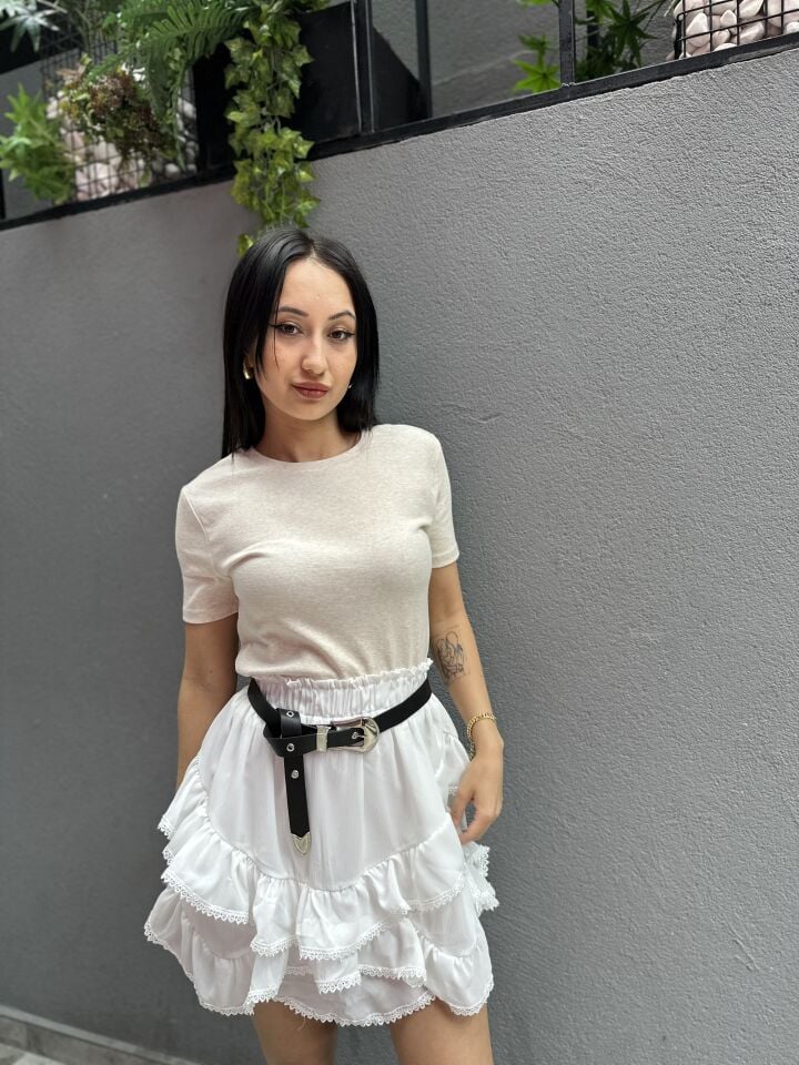 Şifon İçi Şortlu Mini Etek